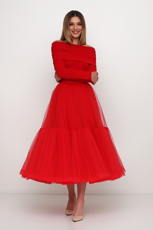 skirt OBLAKO red Красный NADEZDINA Skirts  4